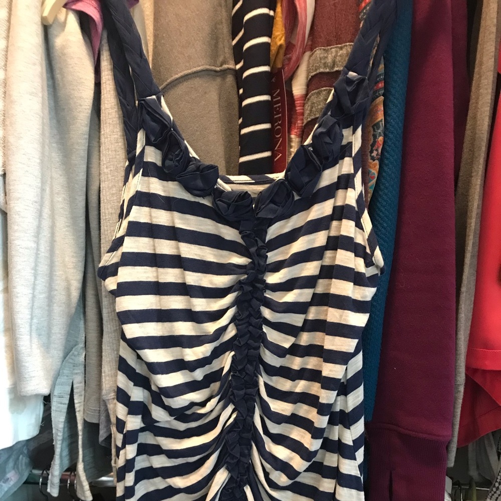 Inc tank top striped navy blue and cream/ivory